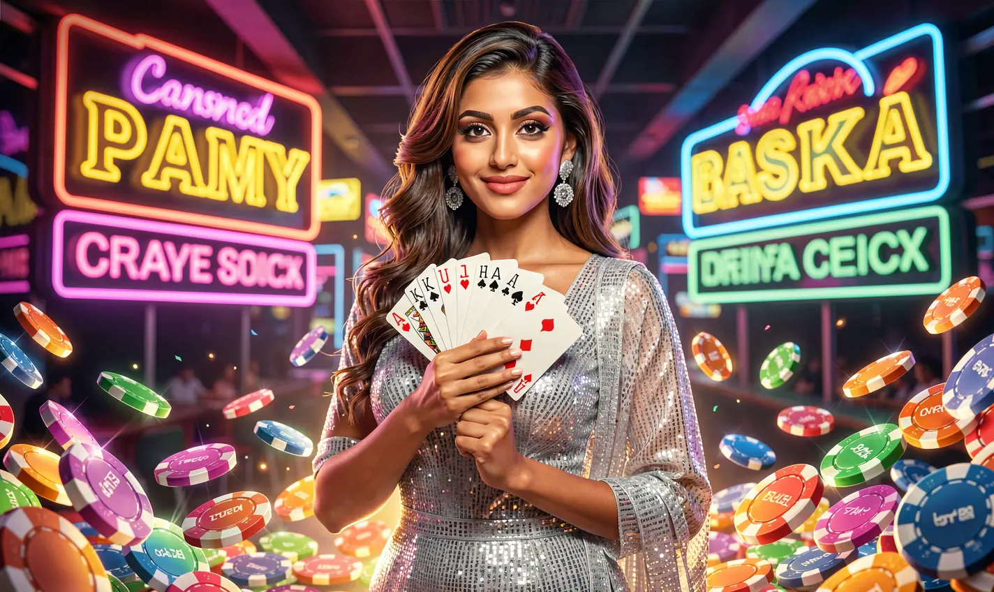 Stylish casino atmosphere with a glamorous woman near slot machines highlighting the premium gaming experience at 20OK online casino